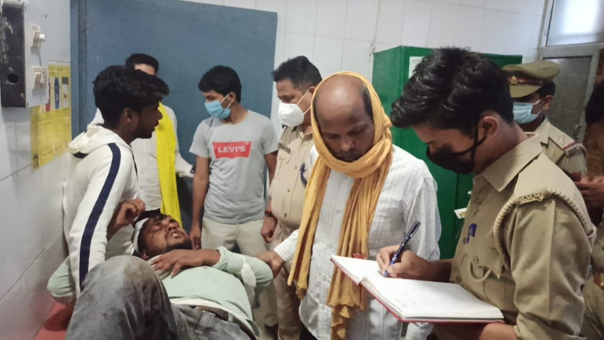 Attack on young man with sharp weapons, air firing