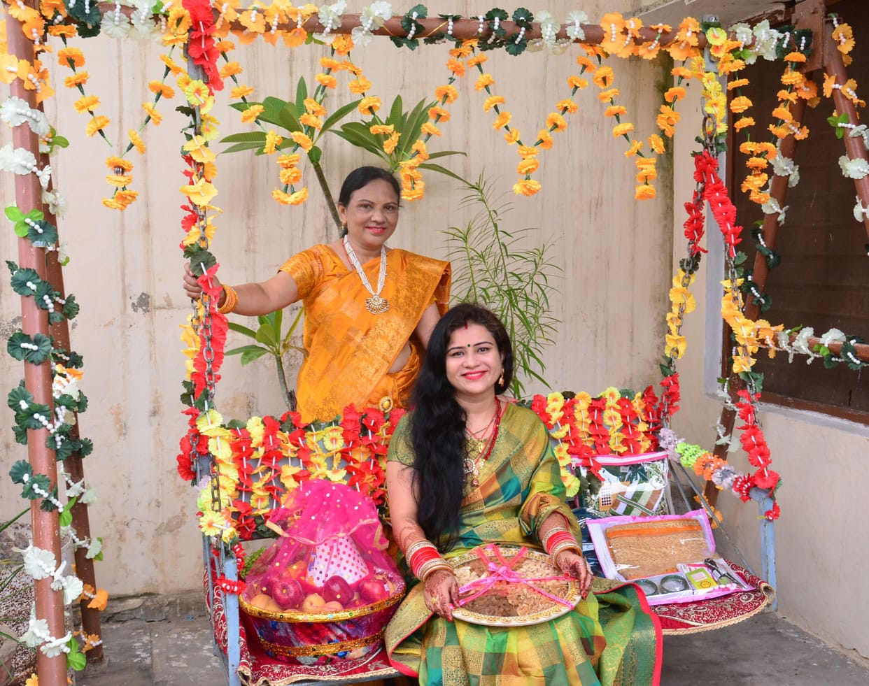 Home courtyard erupted with the smell of ghevar and sweets