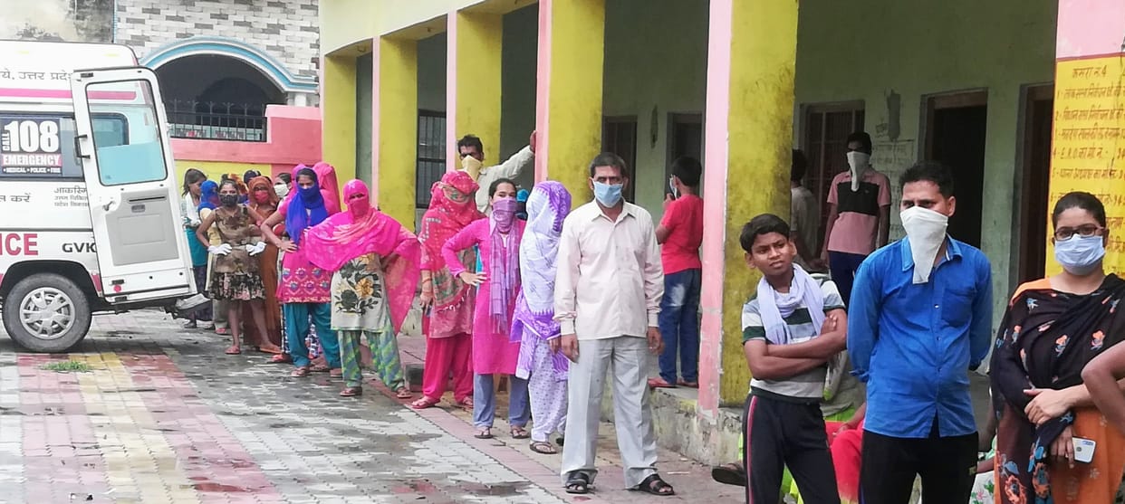 a woman found corona positive which went to chc after that health department take sample 102 peoples in the camp