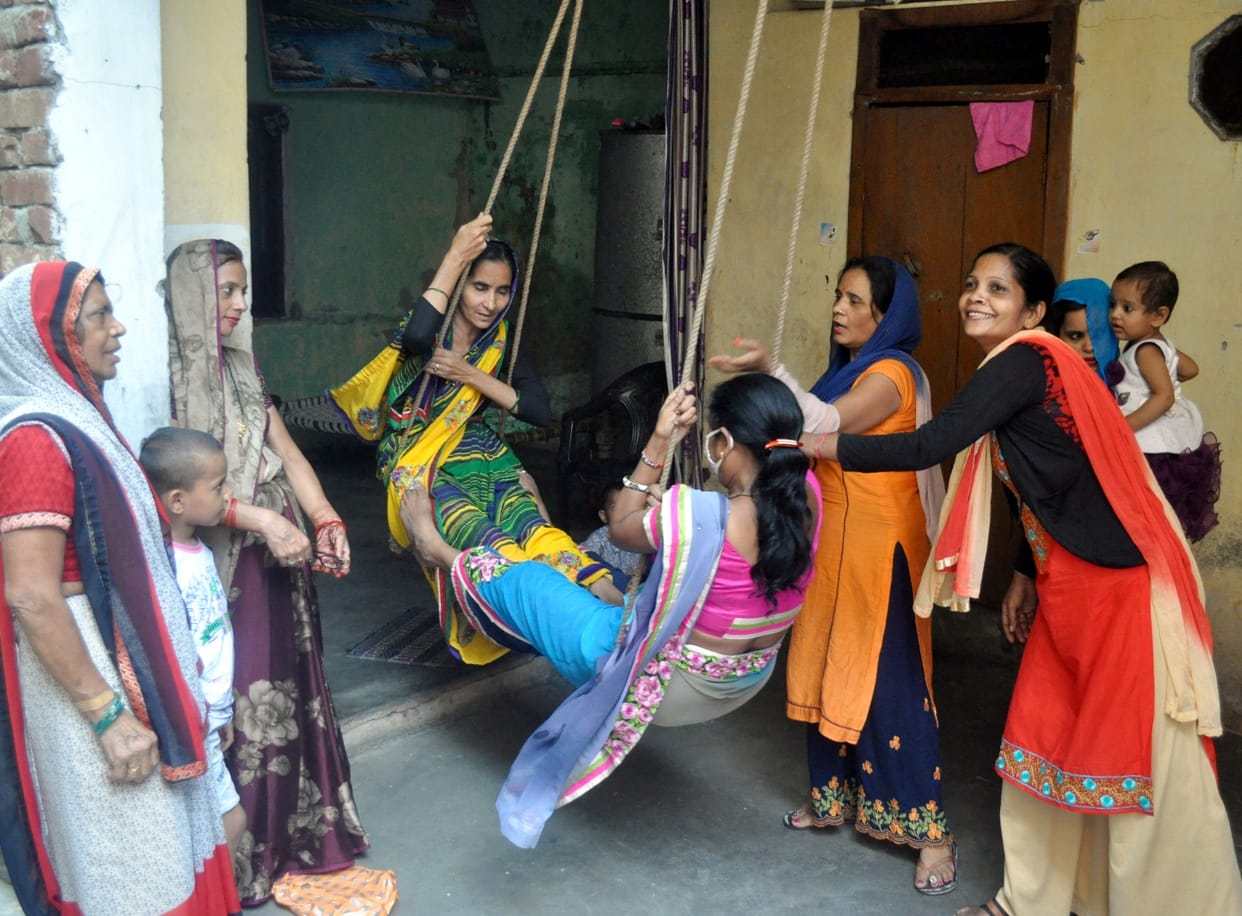 Hariyali Teej celebrated at home, competitions held online
