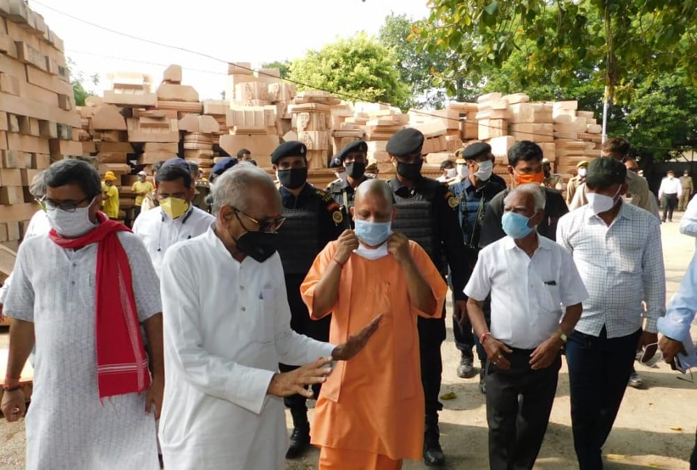Chief Minister Yogi Adityanath inspects Ram temple karyashala in Ayodhya.