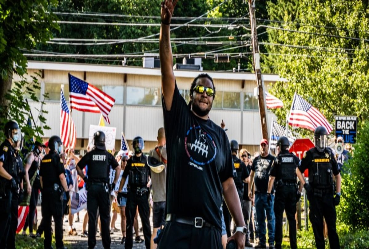 Protest against racial violence in Aurora America car rammed into crowd