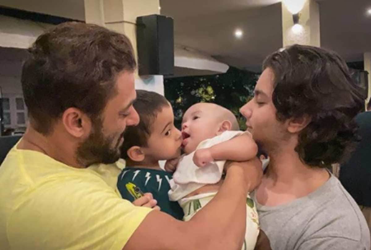 salman khan shares photo nephews and niece ahil nirvan aayat