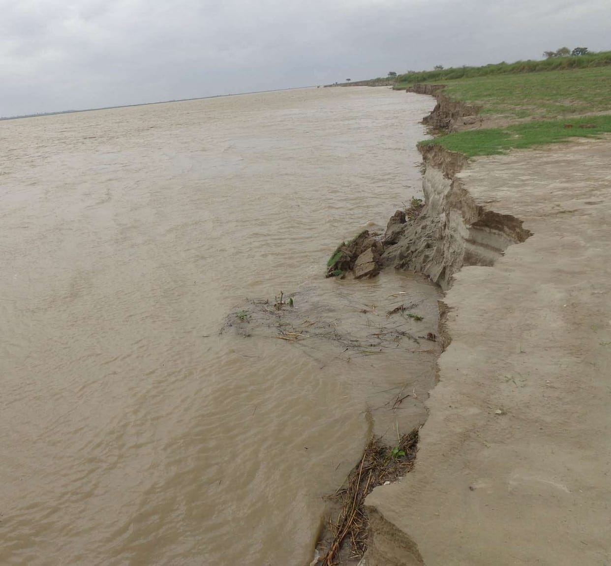 Saryu river is flowing 18 cm above the red mark