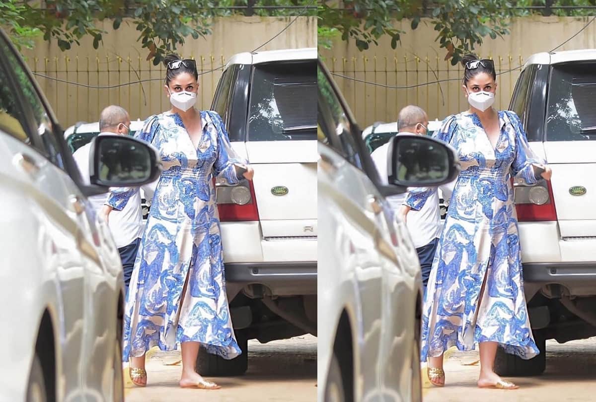 kareena kapoor blue and white silk dress easily not fit in your budget