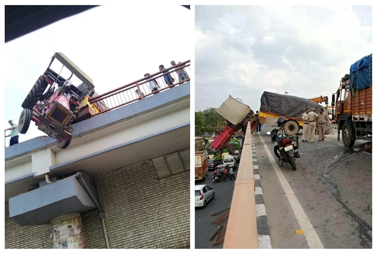 Truck hits tractor in delhi jyoti nagar flyover tractor driver dies on spot