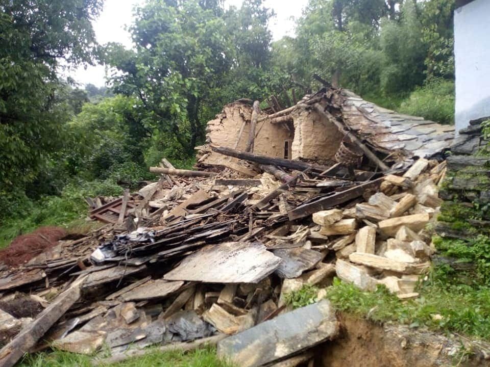 Four houses destroyed due to rain, car damaged in Colvert damaged