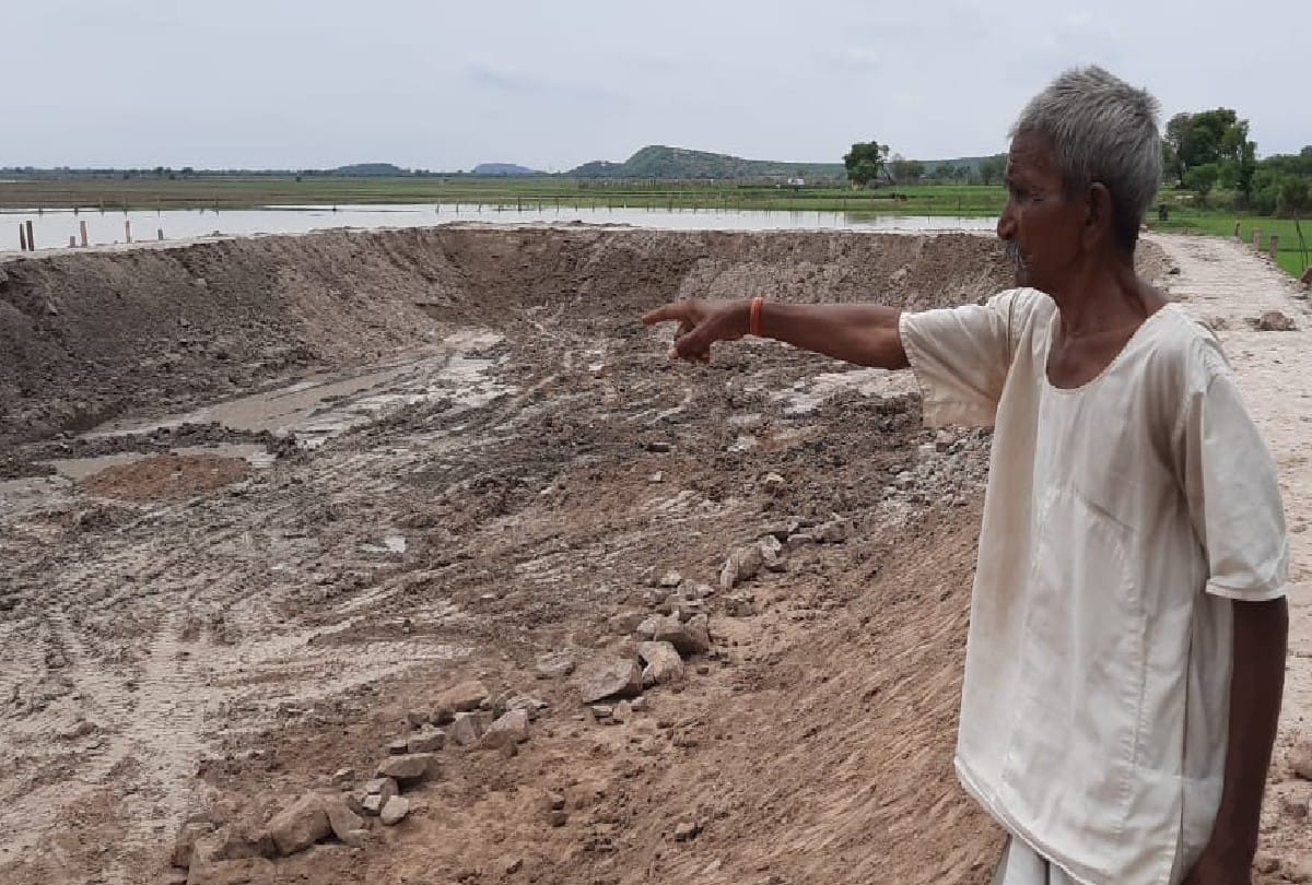 Ancient statues found during digging in the field in agra