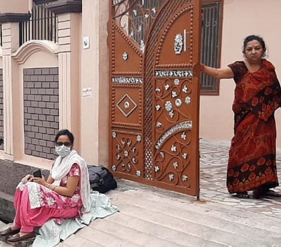 A woman sitting on a sit-in protest