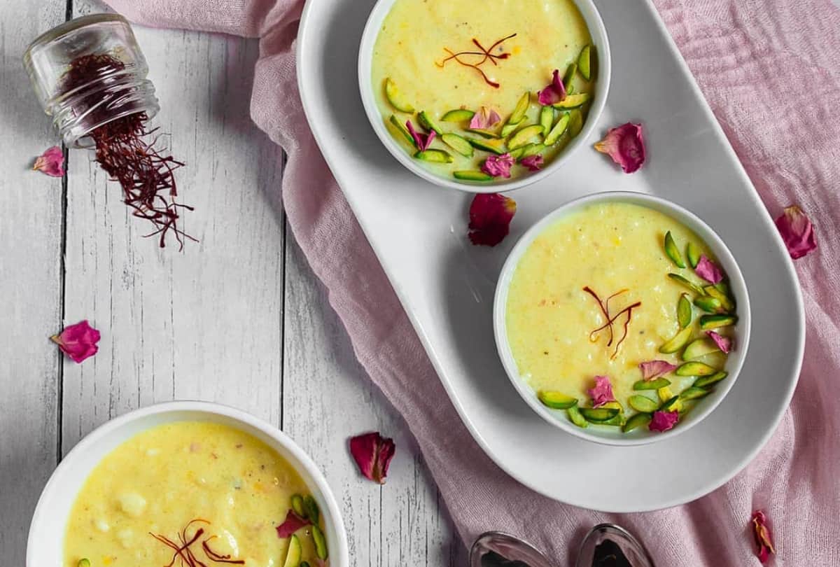 kesar phirni recipe in hindi how to make kesar phirni at home eid recipes