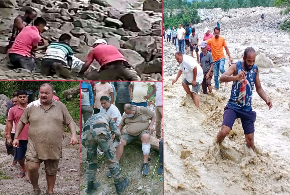 Uttarakhand weather: Mla Harish Dhami Falls into River debris Heavy Flow in Dharchula