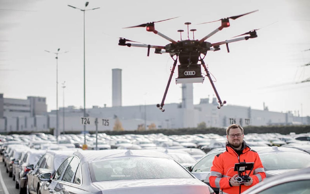 audi using drone technology for dispatch of cars at its Neckarsulm site in Germany