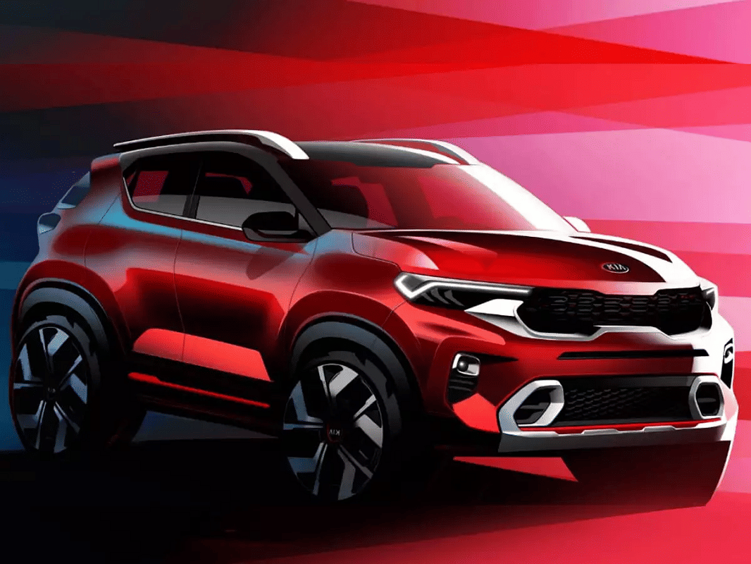 Kia Sonet Compact SUV official design sketches of interior and exterior revealed before debut kia sonet suv launch date in india kia sonet 2020 price and details in hindi