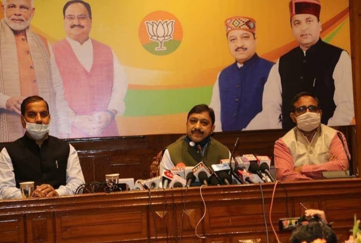 himachal bjp president suresh kashyap press conference in shimla
