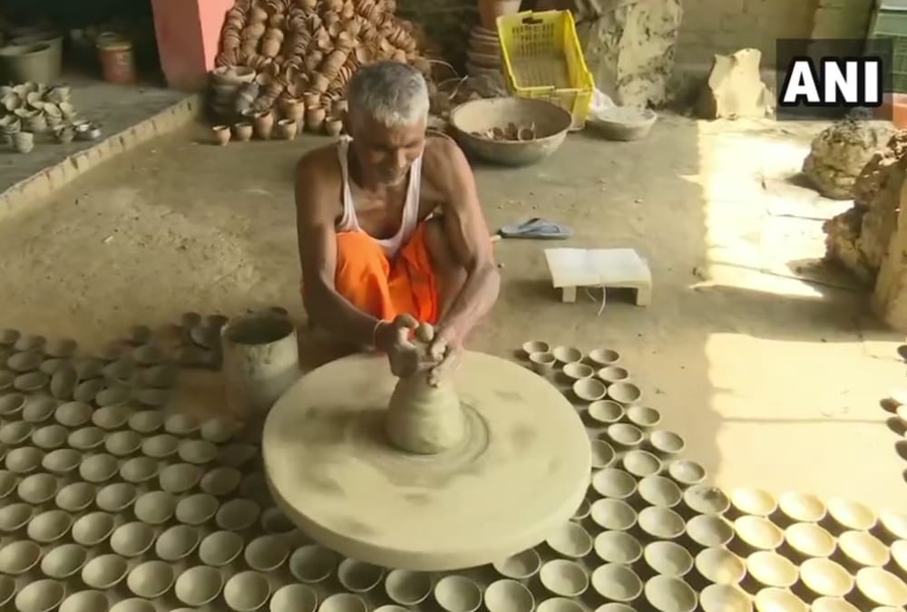 Earthen lamps being made, ahead of the foundation stone laying ceremony of the Ram Temple.