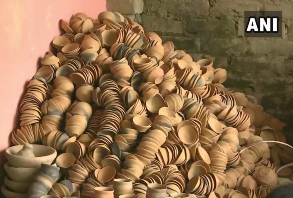 Earthen lamps being made, ahead of the foundation stone laying ceremony of the Ram Temple.