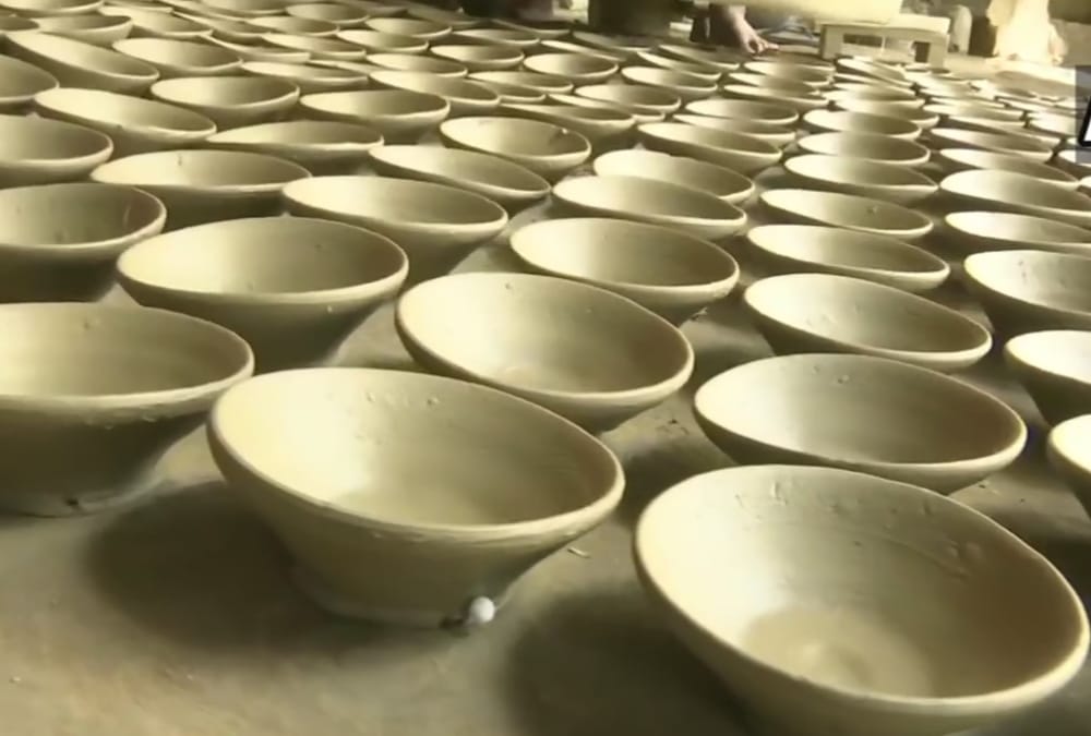 Earthen lamps being made, ahead of the foundation stone laying ceremony of the Ram Temple.
