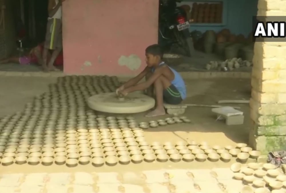Earthen lamps being made, ahead of the foundation stone laying ceremony of the Ram Temple.