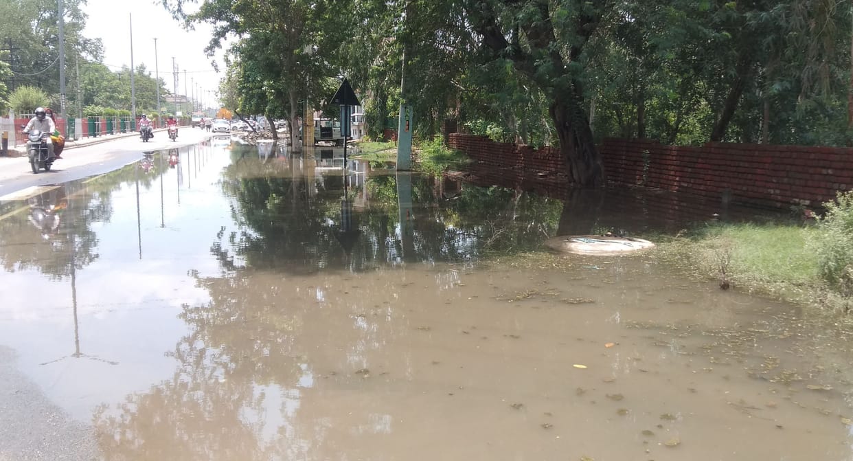 People are disturbed by rain water accmulated on the roads