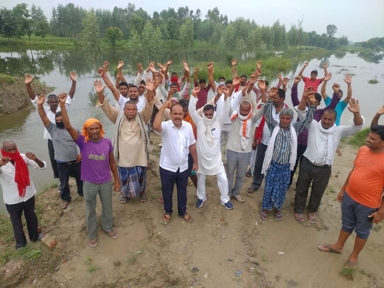 Farmers protest against crop sinking
