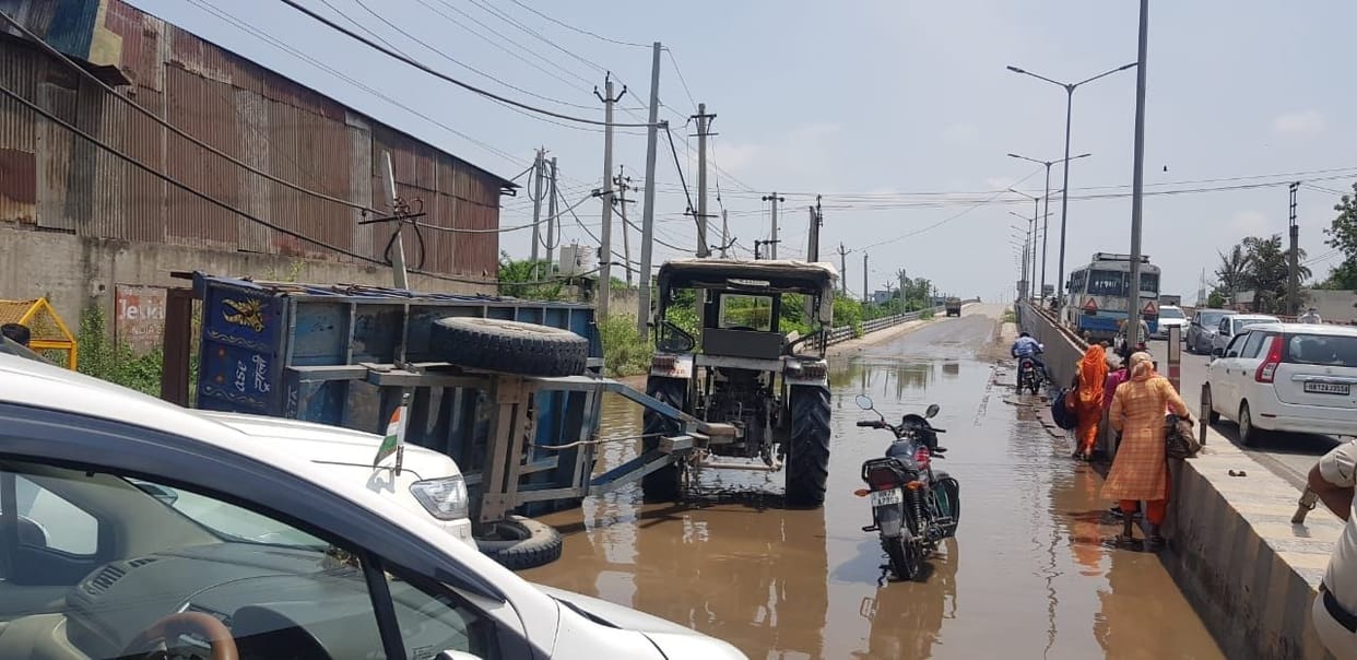 waterlogging on rob, sonipat