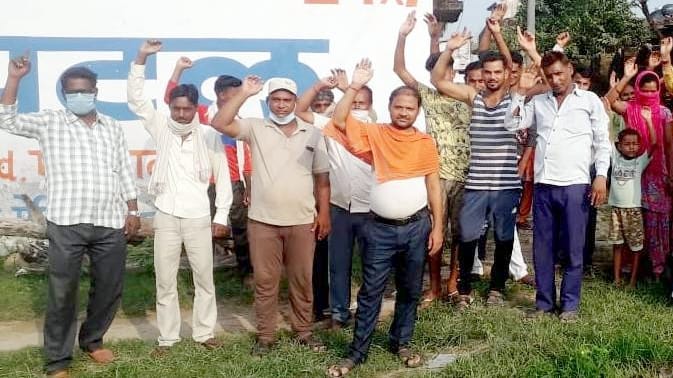 Villagers protest against Pradhan