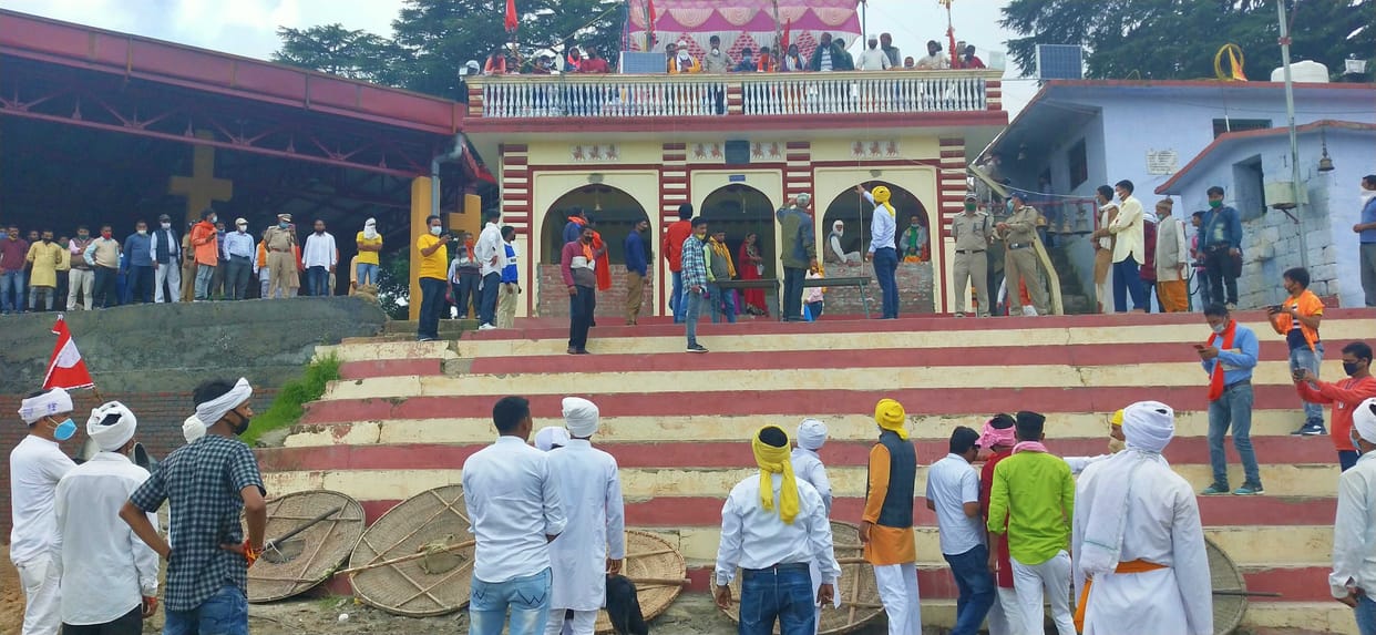 Temple committee angry on Tehsildar for stopping from Bagwal