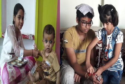 भाइयों को राखी बांधती बहनें