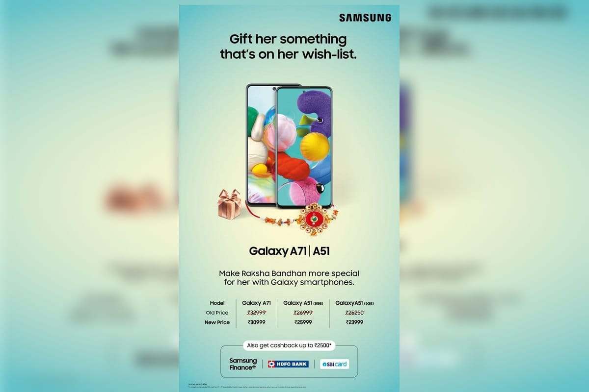 Rakshabandhan Offers Samsung announced special prices on Galaxy A71 and Galaxy A51 for gifting