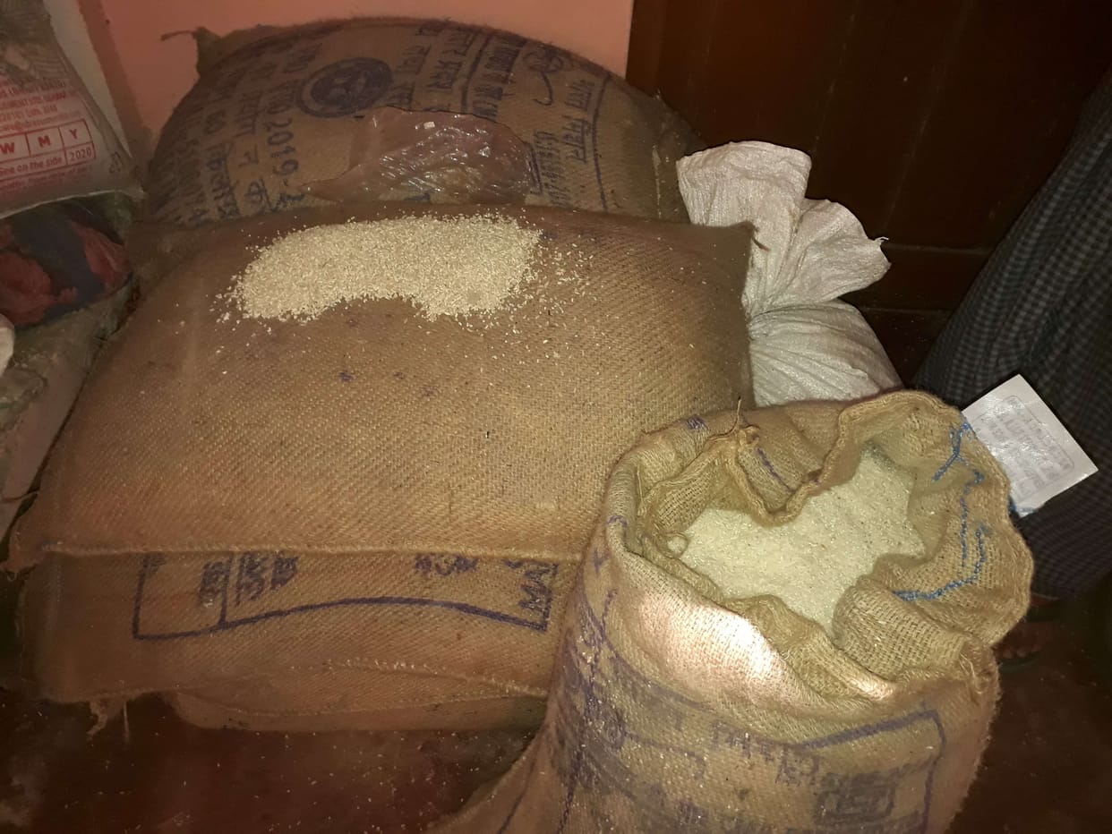 Rotten rice bags from Kotdar got from godown