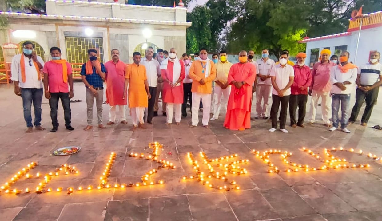 Pleasure lit by lighting lamps in temples