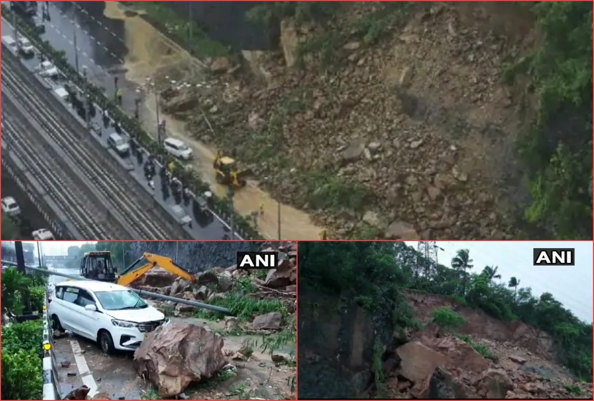 Maharashtra Mumbai Western Express Highway blocked due to landslide amid heavy rainfall