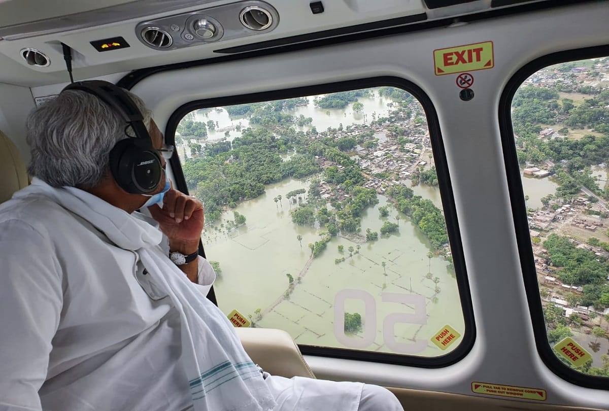 CM Nitish Kumar did aerial survey of flood affected areas, also visited relief camps