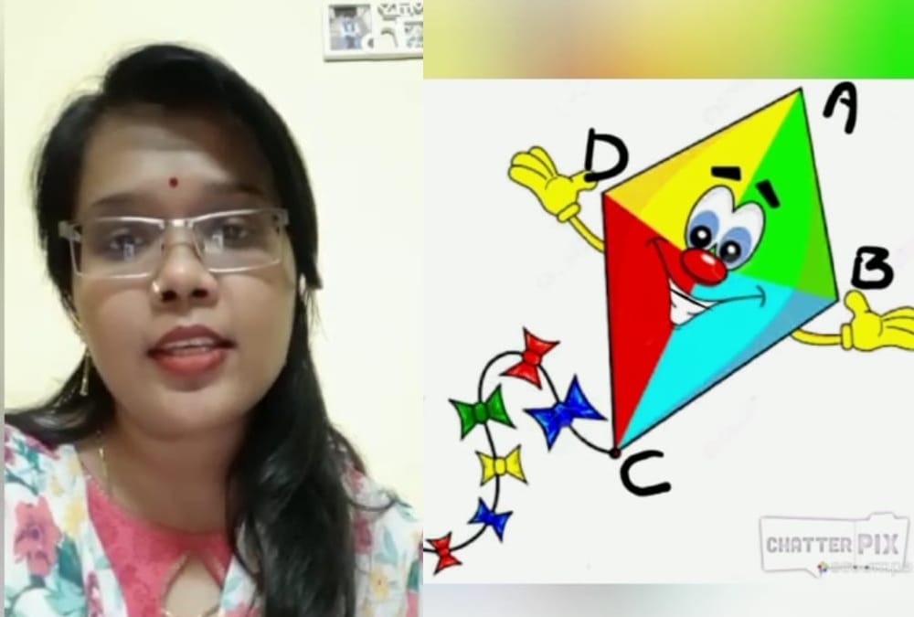 teacher teaches through cartoons in a primary schools.