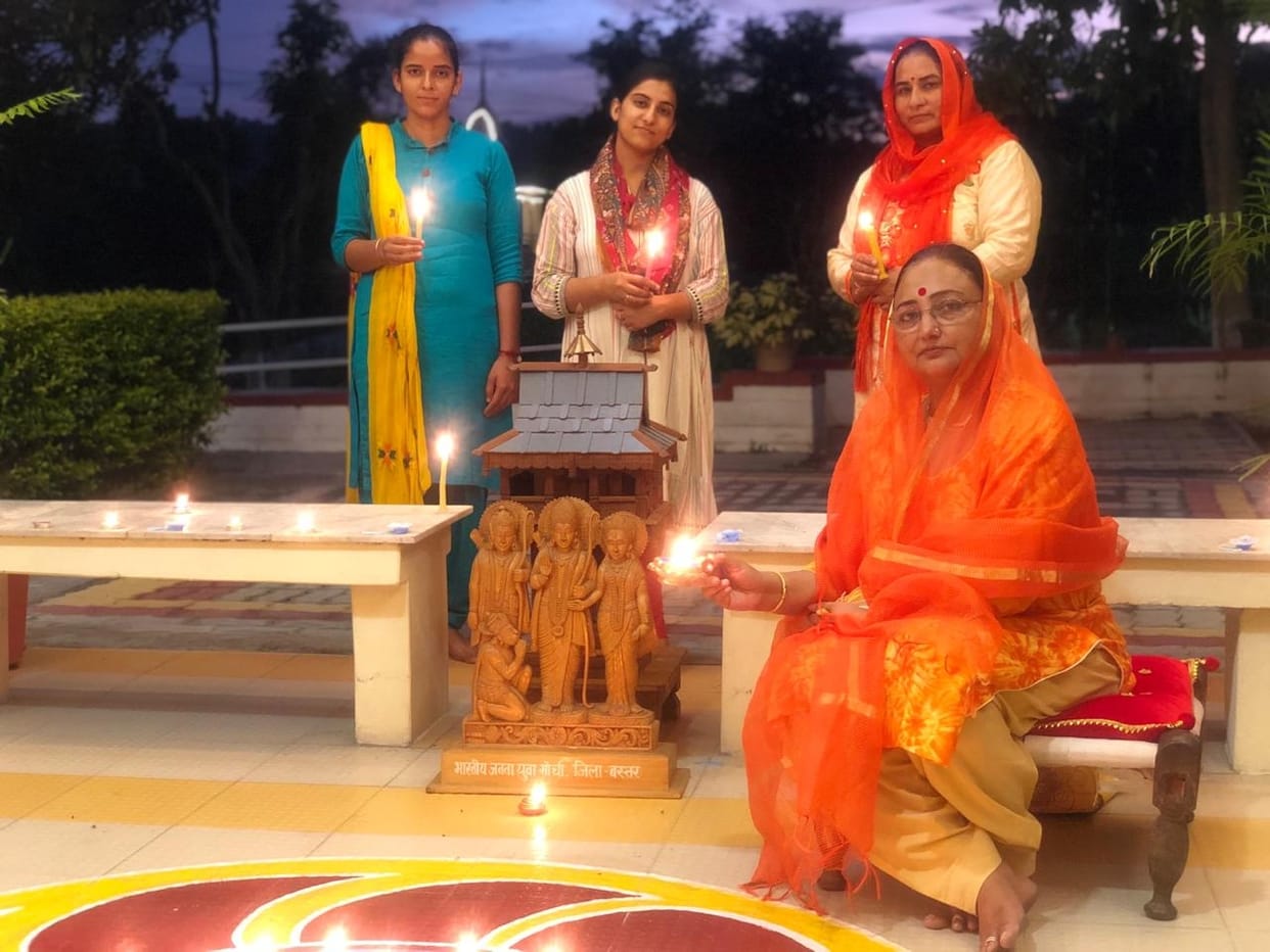 Deep burning in the house amidst Shankhnad, Kirtan in temples
