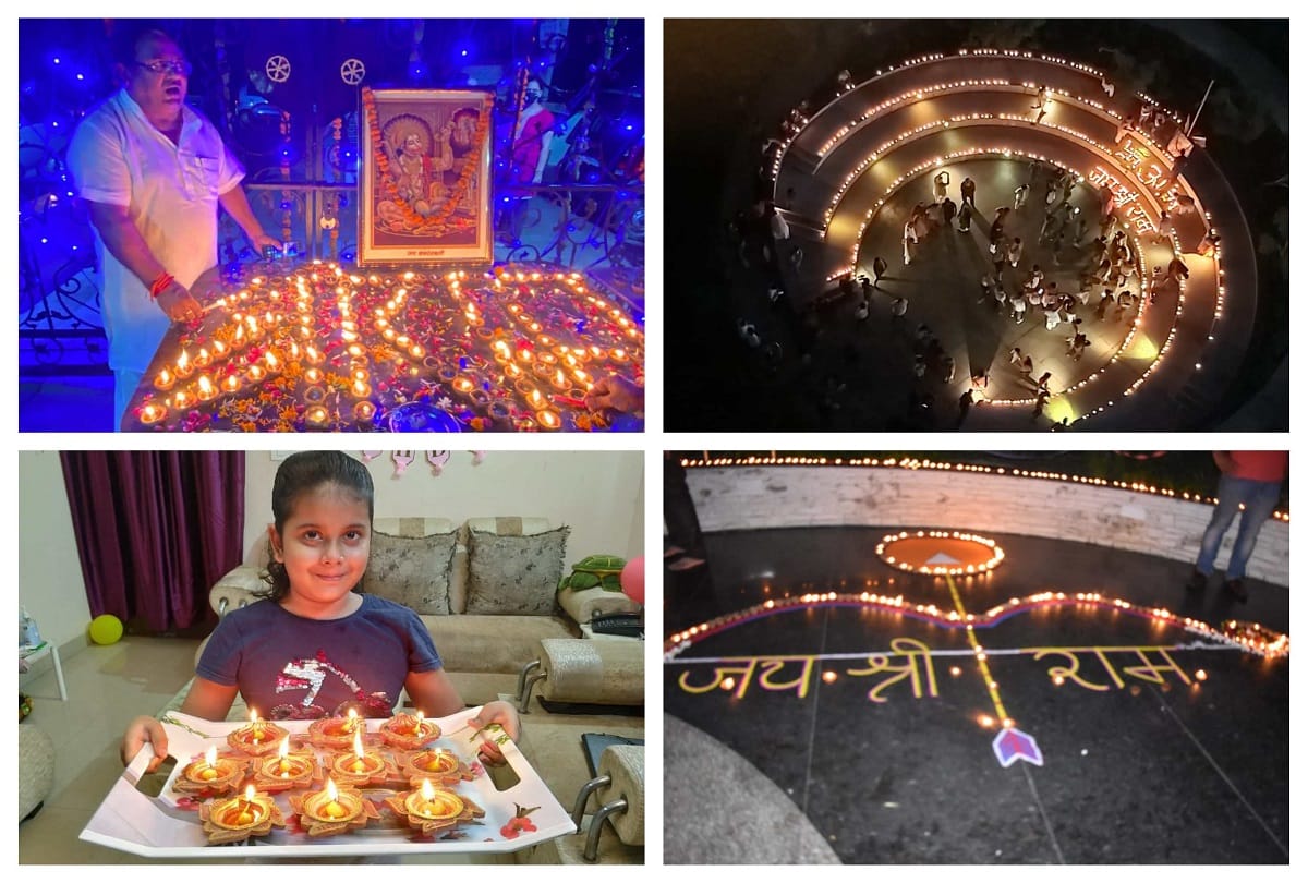 ram mandir ayodhya bhumi pujan delhi ncr people light lamps see photos of celebration