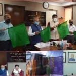 ‘किसान रेल’ को हरी झंड़ी दिखाकर रवाना करते केंद्रीय मंत्री पीयूष गोयल, नरेंद्र तोमर व अन्य