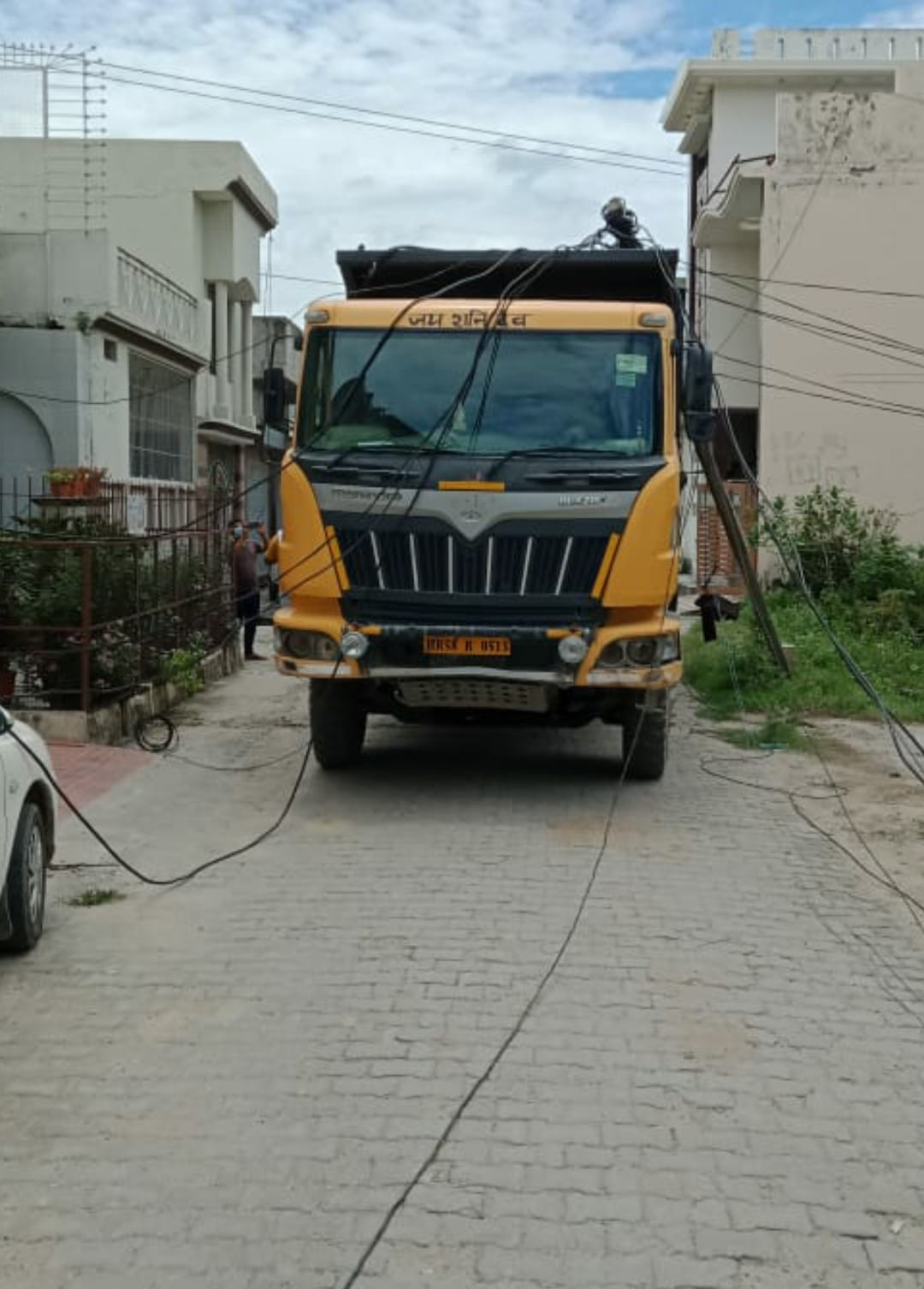 Uncontrolled dumper broke electric poles, disrupted supply