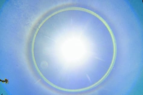 After a year, the sun surrounded by a colorful circle again