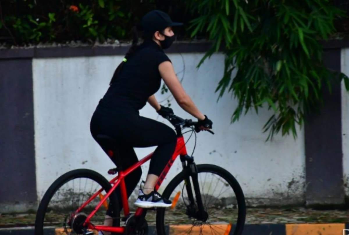Katrina Kaif all black look she spotted cycling in mumbai