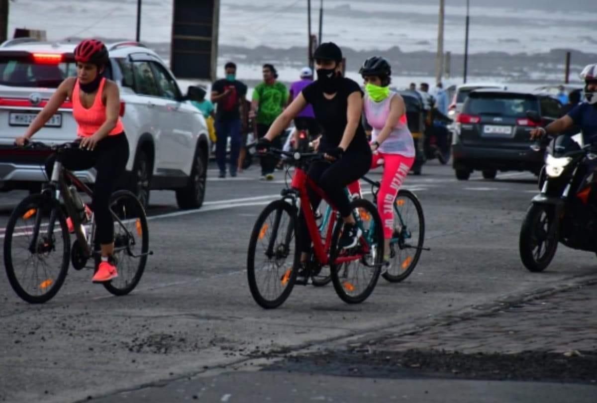 Katrina Kaif all black look she spotted cycling in mumbai