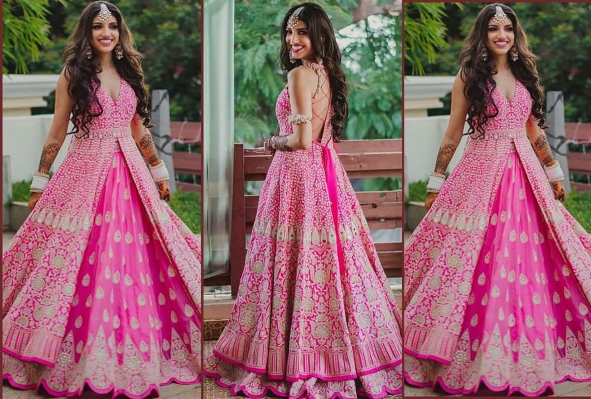 after haldi miheeka bajaj look gorgeous in pink lehenga for mehndi ceremony