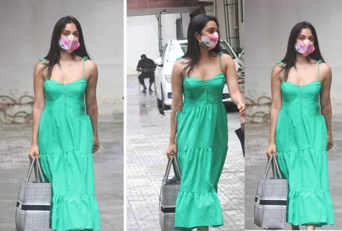 kiara advani spotted in green maxi dress with expensive dior handbag