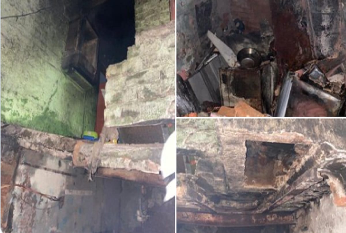 Fire breaks out due to an LPG blast in JJ Camp locality of Tigri area Delhi