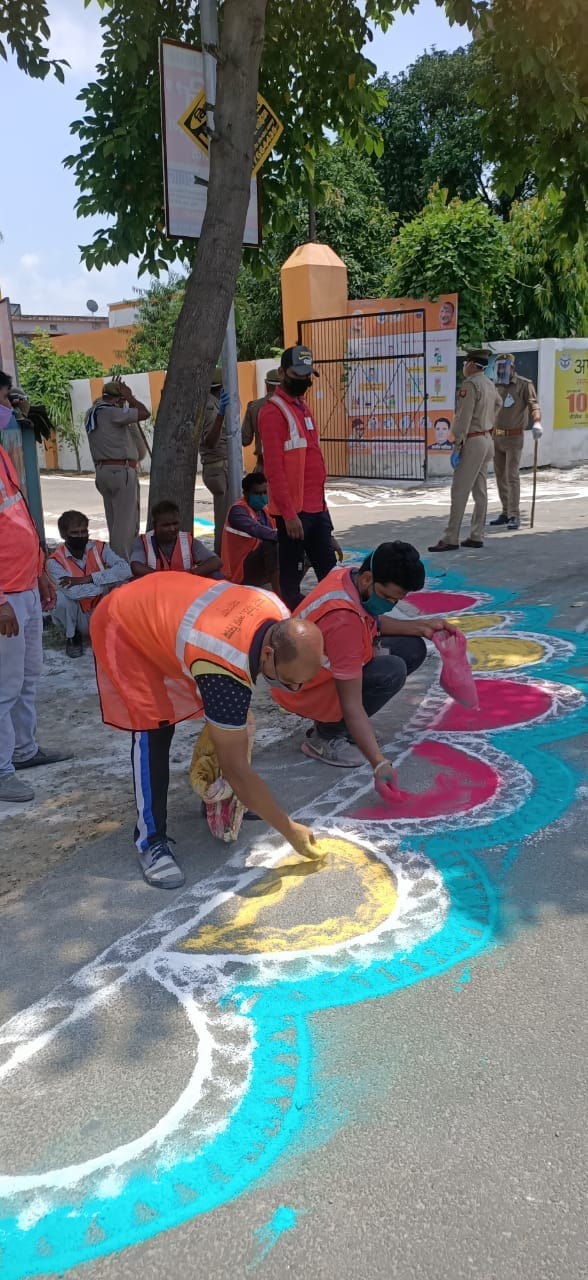 City decorated with Rangoli on arrival of CM
