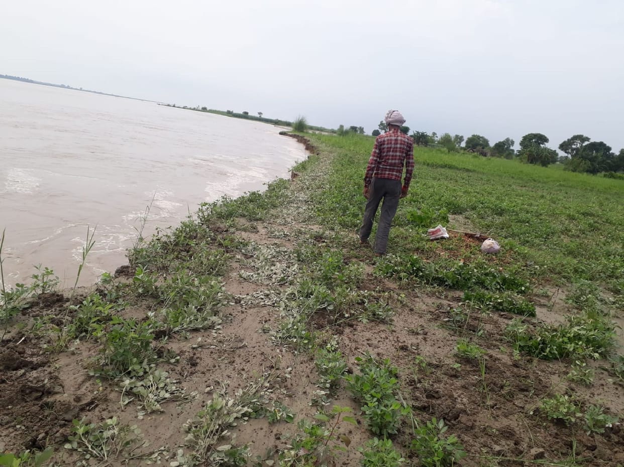 Five houses and 90 bigha fields in the river