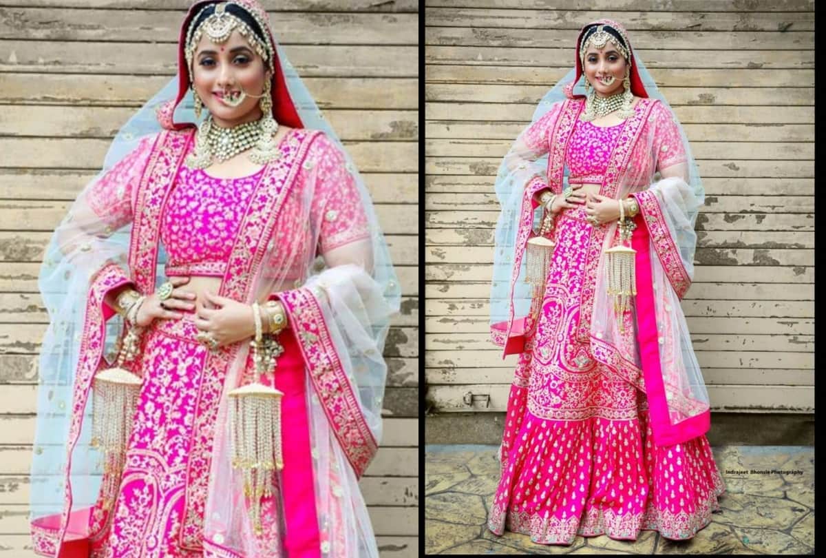 bhojpuri actress rani chatterjee bridal photoshoot in 18 kg lehenga