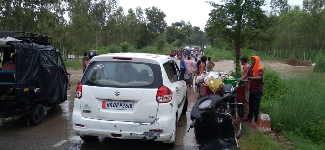 Rivers flowing in the mountains due to rain, movement stopped