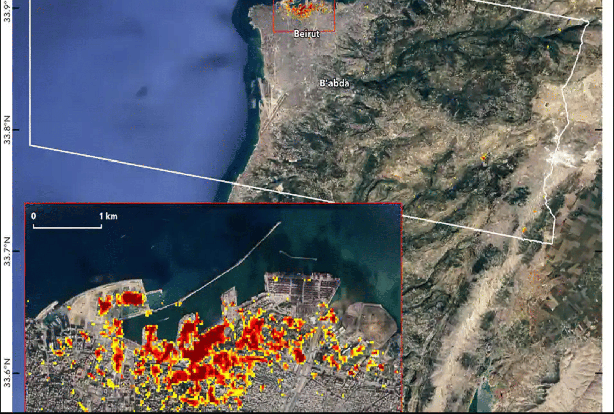 NASA produce maps of Beirut blast using satellite driven data to measure damage caused
