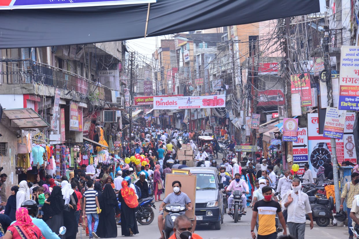 Shopping on Janmashtami festival, crowd gathered